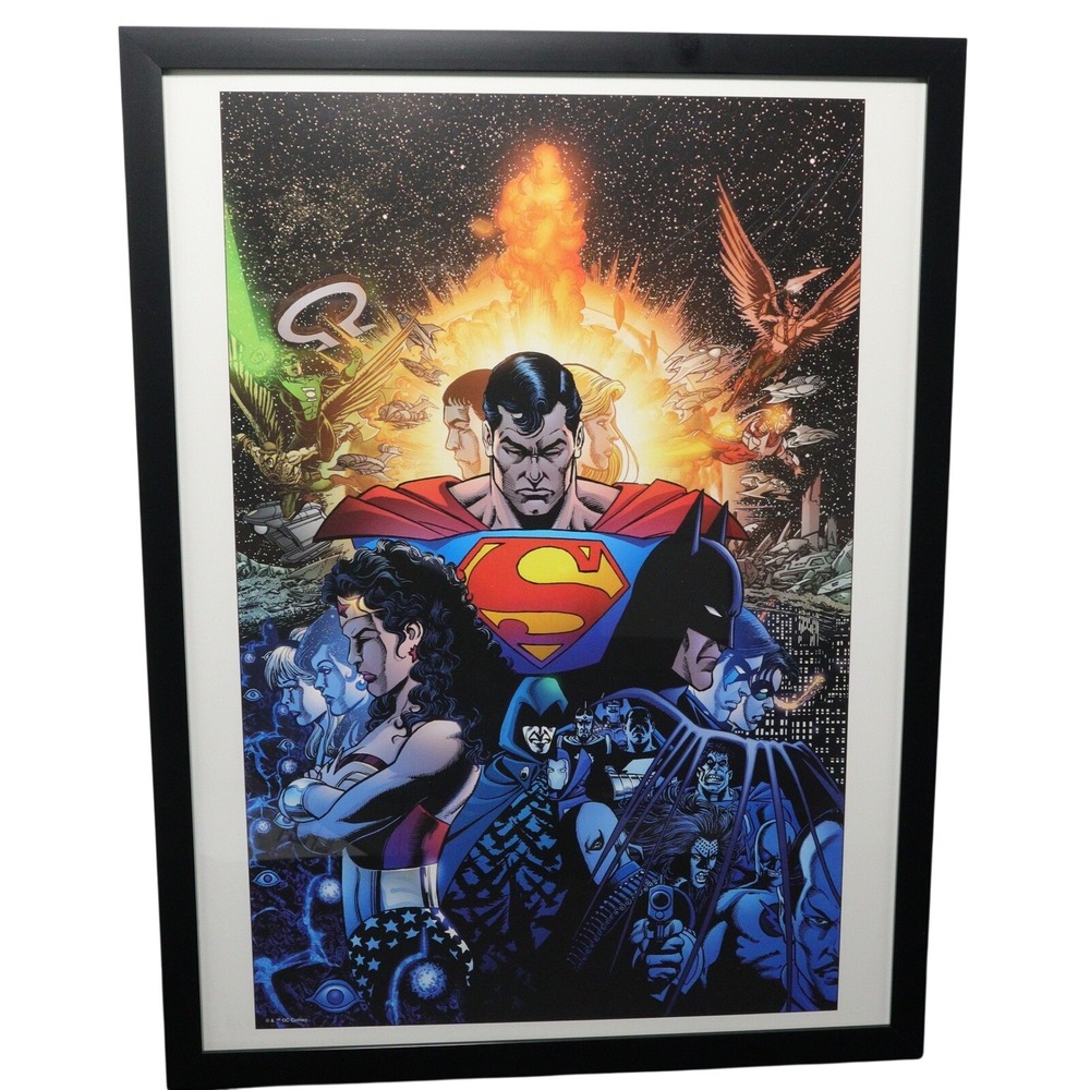 DC Comics Poster Framed 12x16 Trinity Superman Batman Wonder Woman Art #